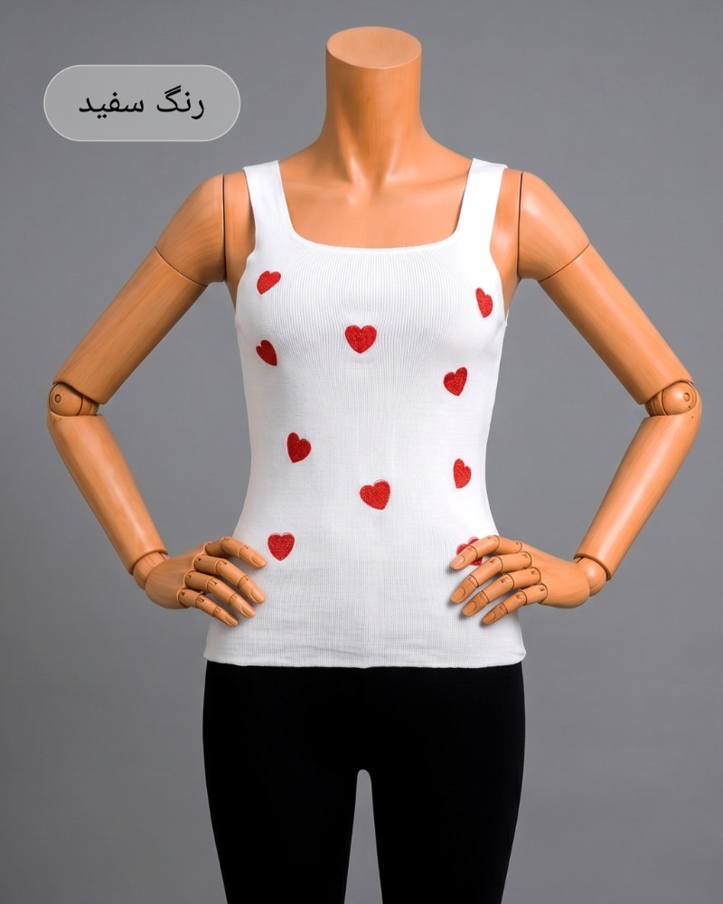 تاپ گلدوزی قلب کش بافت یقه خشتی زنانه پوشاک کاج کد 2013